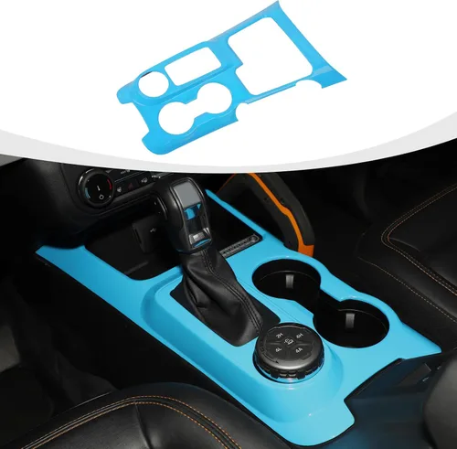 Vista 11 de RAZPOY Ajuste de panel de cambio Panel de centro de consola Portavasos Compatible con Ford Bronco Sport 2021-2024, Negro