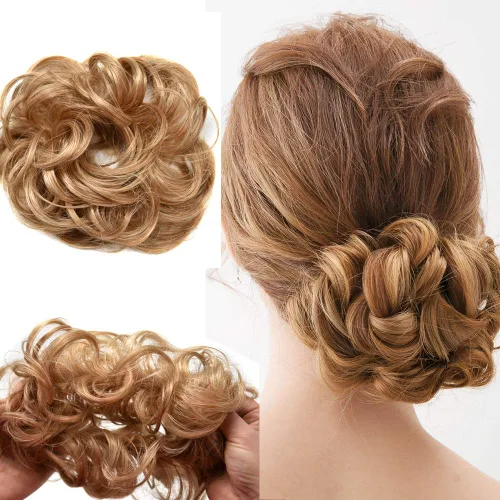 Vista 2 de Extensiones de cabello sintético para mujeres y niñas (1# negro azabache)