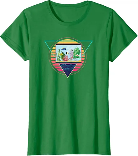Vista 26 de Futuristic Fish Tank Synthwave Vaporwave Aquarium Aesthetic T-Shirt Negro