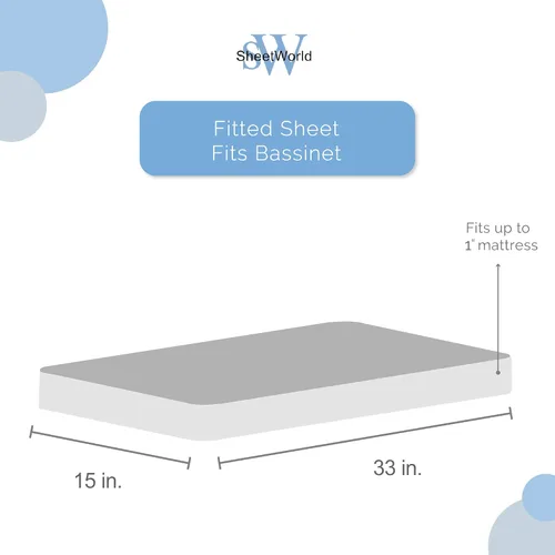 Vista 3 de SheetWorld - Sábana bajera ajustable de 100% algodón para moisés, 15 x 33, color azul bebé, fabricada en Estados Unidos