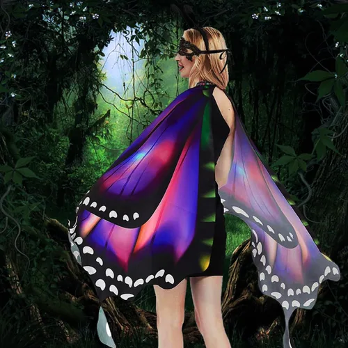 Vista 4 de Butterfly Costume for Women Butterfly Wings for Women Fairy Wings Cape with Mask and Antenna Headband Halloween Costumes