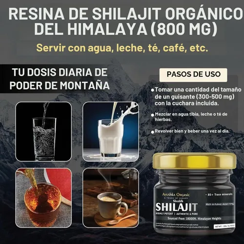 Vista 6 de Resina Shilajit, Shilajit del Himalaya, Shilajit puro, 77% ácido fúlvico, 0.71 oz AYUSHKA ORGANIC