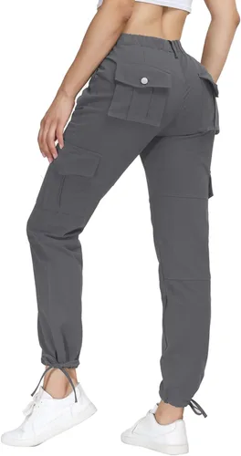 Vista 2 de Women Cargo Pants High Waisted Casual Hiking Joggers Pants Adjustable Waist Cargos with 6 Pockets