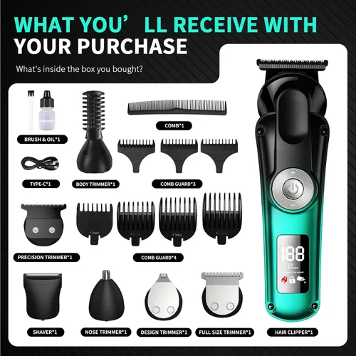 Vista 7 de BILLAR Kit de aseo profesional 6 en 1 para bigote, cuerpo, 17 piezas todo en uno para hombre y cortapelos, nariz, oído, cuerpo y cara, maquinilla
