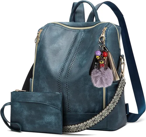 Vista 34 de Makes - Bolso tipo mochila para mujer, de piel sintética, bolso de viaje con diseño convertible a cartera, 12 pulg., Mochilas de viaje