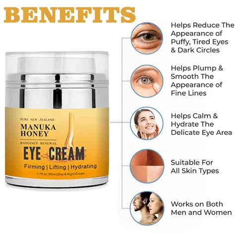 Vista 3 de Grospe Manuka Honey Eye Cream Anti-aging Eye Cream Anti-arrugas Debajo de los ojos Crema se desvanece líneas finas Levantamiento y reafirmante
