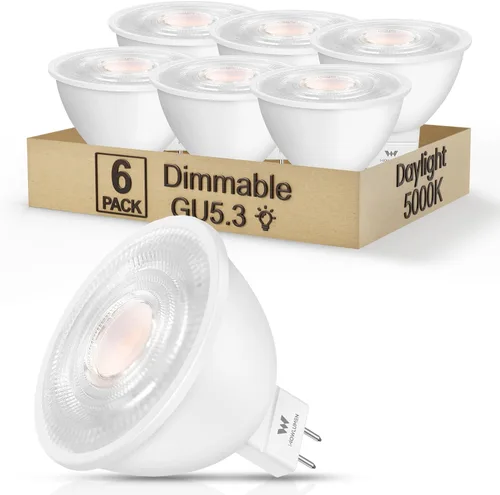 Vista 12 de Bombilla LED MR16 regulable, 5 W (equivalente a 50 W) 2700 K blanco cálido, bombillas de base GU5.3, ángulo de haz de 40°, 12 V CA CC - sin