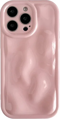 Vista 13 de Caseative Funda para iPhone 15 Pro Max, color negro Suavidad de la galjanoplastia de cromo del patrón de la burbuja del meteorito de la onda