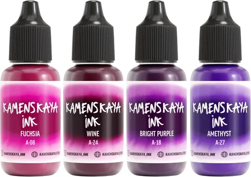 Vista 22 de Juego de tinta de alcohol Kamenskaya #10: Combinación de colores combinados de tintas de alcohol, 4 piezas. 0.51 fl oz (15 ml) cada una