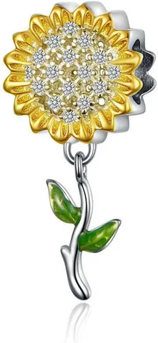 Vista 5 de Abalorio de girasol de plata de ley 925 con diseño de sol para pulsera Pandora Ángel