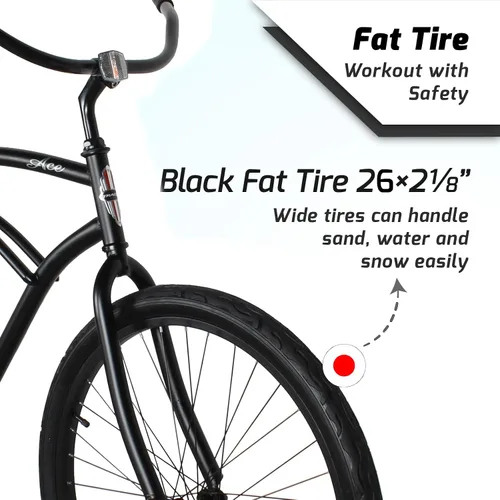 Vista 2 de Tracer ACE - Bicicleta crucero de playa de una sola velocidad de 26 pulgadas con freno de posavasos para hombres y mujeres, varios