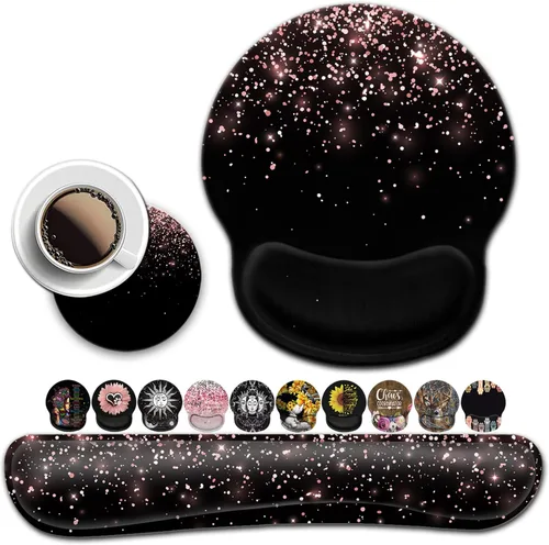 Vista 10 de Alfombrilla de mouse ergonómica con gel de soporte para muñeca, cómoda alfombrilla de mouse inalámbrica, alfombrilla de mouse para aliviar el dolor