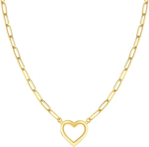 Vista 18 de Zeffy - Lindo collar de corazón chapado en plata/oro de 18 quilates, collar de cadena con dije de corazón pequeño para mujer, joyas delicadas