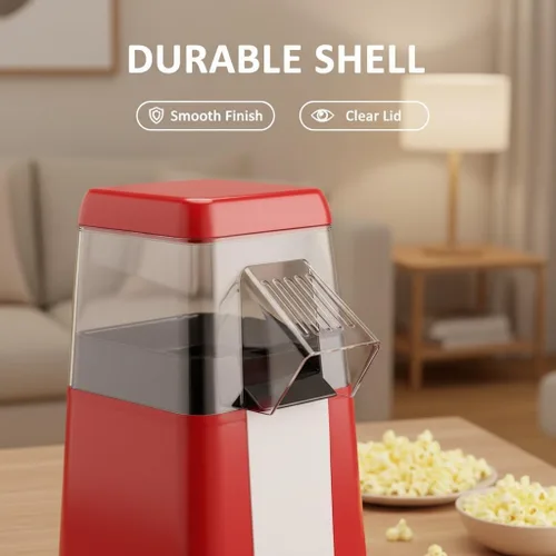 Vista 3 de Compact Hot Air Popcorn Machine, Automatic Operation, Ideal for Home, Movie Nights & Parties
