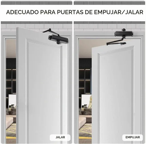 Vista 3 de MARIE Cierrapuertas automático de grado comercial 2 resorte resistente ignífugo ajustable cierrapuertas tamaño 2 Negro