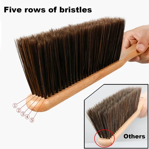 Vista 5 de Hand Broom with Horse Hair Brush and Wood Handle,Dust Brush, Counter Duster, Bench Dustpan for Furniture, Woodworking, Gardening Cleaning