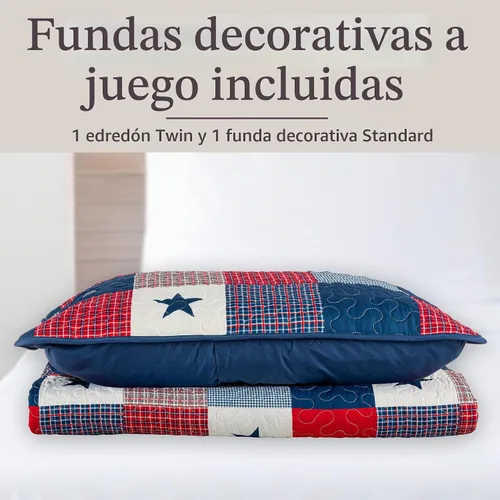 Vista 4 de Juego de edredón Caroline de Lavish Home, 2 piezas, Algodón, Azul, gemelo