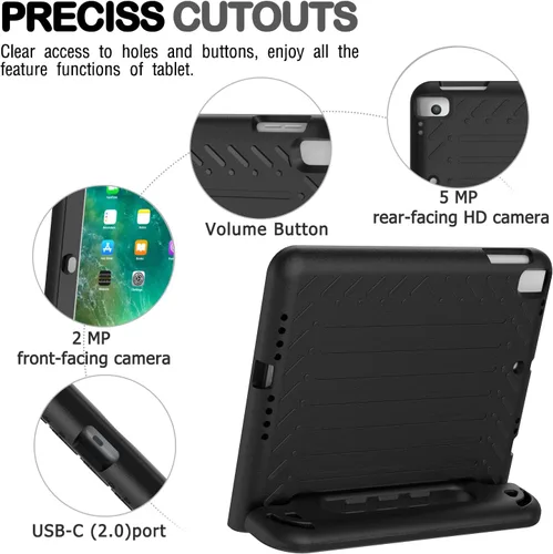 Vista 8 de AVAWO funda para iPad 9.7" 2017, para niños., Negro