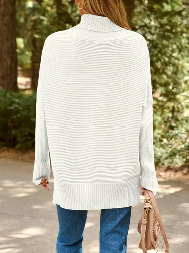 Vista 4 de EFAN Suéteres de cuello alto de gran tamaño para mujer, ropa de invierno 2025, túnica de punto a la moda, trajes de otoño