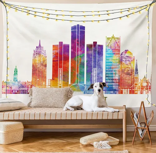 Vista 226 de Ambesonne Tapiz de arte afro, hombre negro fuerte con una corona de trazos impresión de pintura moderna, decoración de tela para colgar en la pared