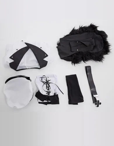 Vista 9 de Miccostumes Disfraz de uniforme de anime para mujer disfraz de cosplay con accesorio para el cuello cinturón gorro medias