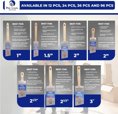 Vista 2 de Paquete de 10 pinceles de pintura de alta calidad para pared o decoración de casa, ideal para pintores profesionales y propietarios de viviendas