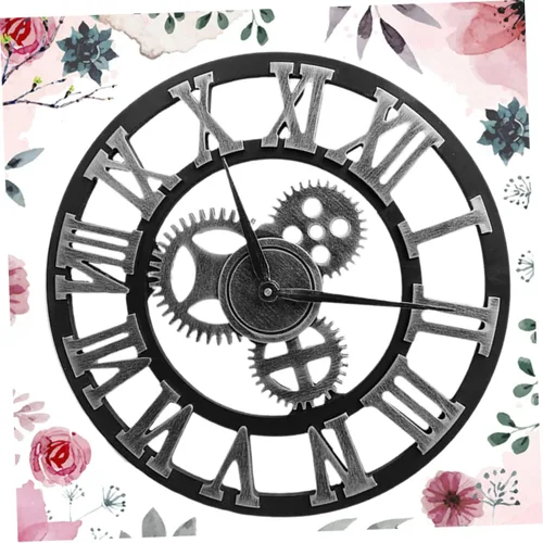 Vista 2 de DECHOUS Reloj de pared de engranajes industriales, gran reloj de pared moderno y creativo, decoración retro chic