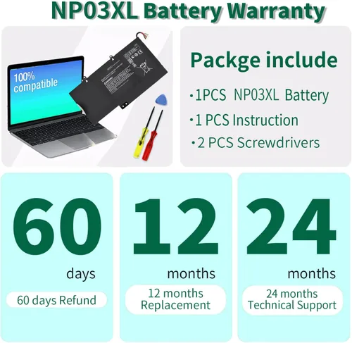 Vista 5 de 43Wh NP03XL 761230-005 Batería para HP Envy X360 15-U011DX 15-U010DX 15-U110DX 15T-U100 15T-U200 15T-U300 15-U111DX 15-U4-U4 83CL 100C 5-U493CL