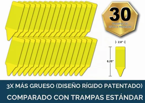 Vista 4 de MAXGUARD (30 Pack) Trampas adhesivas amarillas para insectos/insectos con estaca - Atrapan y matan mosquitos de hongo, moscas blancas, mosquitos