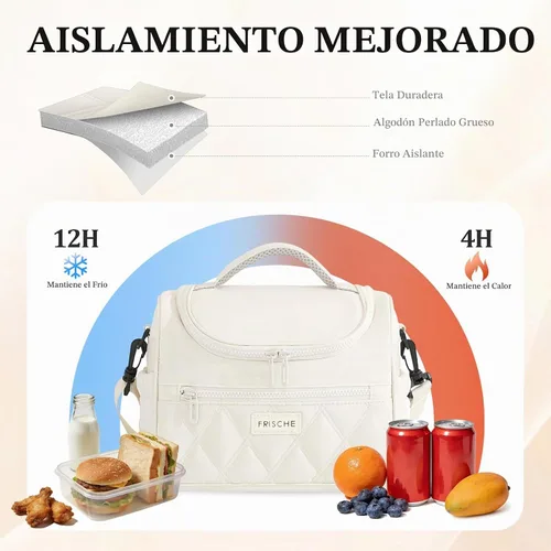 Vista 3 de Bolsa de almuerzo para mujer, suave y ligera, lonchera aislada a prueba de fugas con correas, lonchera térmica reutilizable para almuerzo