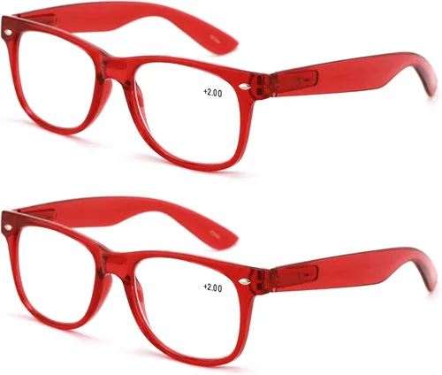 Vista 12 de 2 pares de anteojos de lectura transparentes de color neón de lujo, cómodos y elegantes para lectores simples
