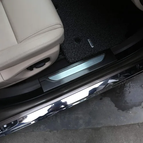 Vista 3 de YIWANG 304 acero inoxidable umbral de puerta Scuff Plate Insert Trim 4pcs para Jaguar XF 2016-2019