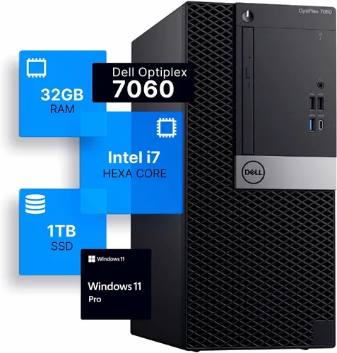 Vista 5 de Dell Computadora de escritorio Optiplex 7060 Tower Intel i7-8700 (3.4) RAM DDR4 de 16 GB Estado sólido SSD de 500 GB Windows 11 Professional