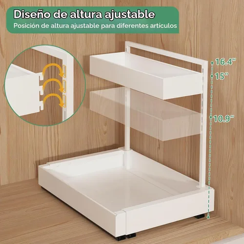Vista 4 de REALINN Organizador expandible para debajo del fregadero con ajuste de Blanco