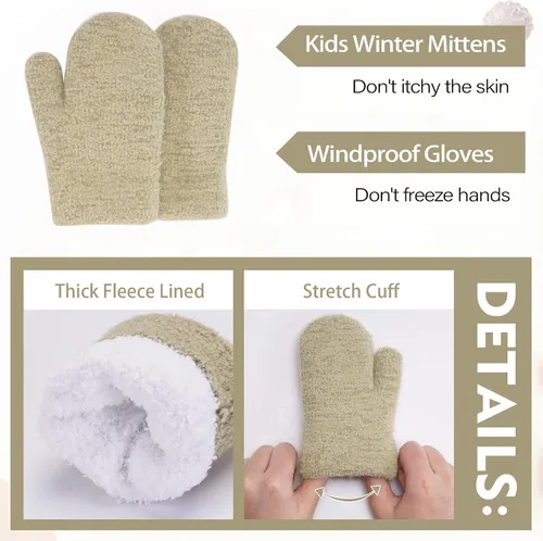 Vista 3 de Conjunto de gorro de invierno para niños y niñas de 0, 6, 12 meses, 1, 2, 3, 4-8 años
