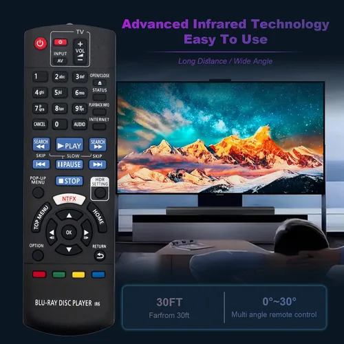 Vista 4 de N2QAYB001147 Reemplazo de control remoto compatible con Panasonic 4K Blu-Ray Disc Player DP-UB820 DP-UB820-K DMP-UB300 P-UB820EB-K DP-UB9000