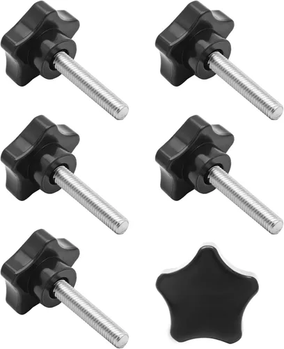 Vista 12 de 6 Piezas de Pomo de Estrella Roscado de M4 x 20mm, Manija de Perilla de Sujeción en Forma de Hexágono de Plástico para Reemplazo de Base de Paraguas