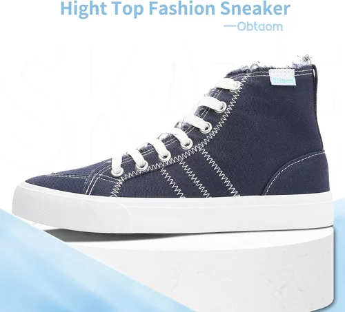 Vista 2 de Obtaom Zapatos de lino de alta calidad para mujer, tenis de lona con cordones