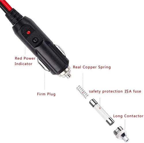 Vista 4 de Enchufe de encendedor de cigarrillos macho de 12 V, 24 V, resistente, 14 AWG, cable adaptador de encendedor de cigarrillos [2 unidades] Enchufe