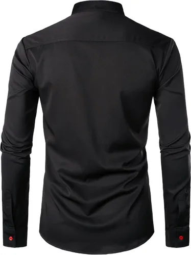 Vista 2 de ZEROYAA Camisas de vestir de manga larga con bordado floral para hombre