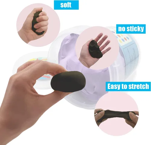 Vista 2 de Arcilla de modelado Air Dry de 10.5 onzas, arcilla mágica ultra ligera, suave, sin grietas, colores primarios para adultos y niños, kit de Negro