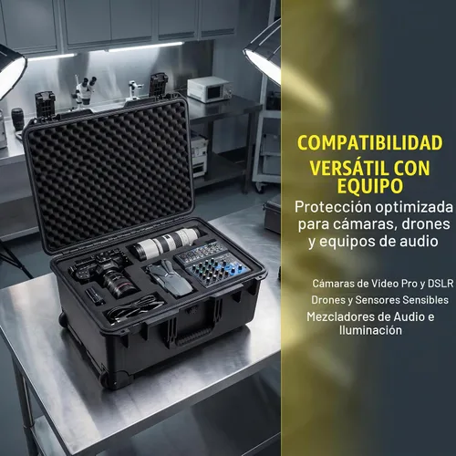 Vista 9 de MEIJIA - Funda rígida impermeable para cámara de alta calidad, funda protectora rígida con espuma de ajuste personalizable y ruedas, protección