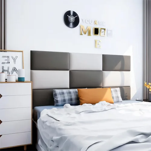 Vista 5 de Acolchado de Pared 3D Anticolisión para Niños, Paneles de Pared Tapizados Despegar y Pegar, Cabecero Queen, Pegatinas de Pared de Protección Verde