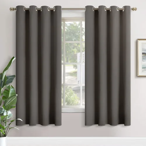 Vista 116 de YoungsTex - Cortinas blackout cortas, aislamiento térmico, ojales, oscurecen la habitación, privacidad, para cámper, sótano, cocina y baño, 2 Gris