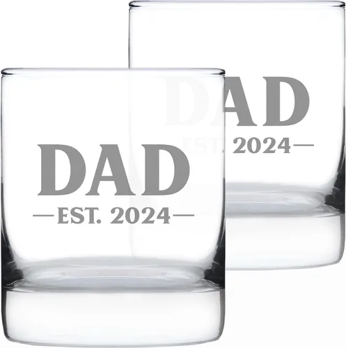 Vista 19 de Dad Est 20XX personalizado – Nuevo padre whisky rocas regalo de cristal para padres primerizos – Gafas personalizadas atrevidas de 10.25 onzas