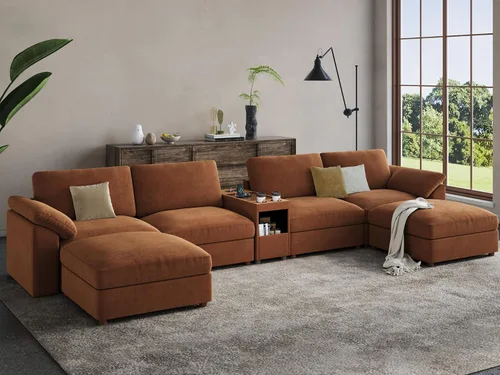 Vista 112 de EASE MOOSE Sofá modular verde seccional de gran tamaño en forma de L Pana verde