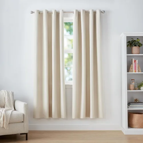 Vista 10 de Amazon Basics Cortina de ventana opaca bloqueadora de luz para oscurecer la habitación con 2 paneles con ojales, para sala de estar y dormitorio, 52