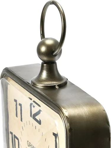 Vista 7 de Creative Co-Op Reloj colgante rectangular de metal con decoración de mango en la parte superior