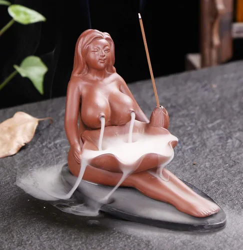 Vista 3 de Sexy Lady - Quemador de incienso de cerámica con reflujo, soporte para incienso de humo, ideal para sala de yoga, decoración del hogar, regalo