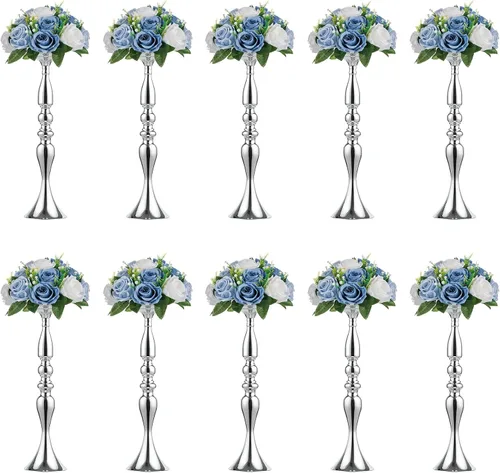 Vista 8 de Nuptio Jarrones para centros de mesa de oro jarrones de mesa de boda para mesas versátiles arreglos de flores de metal para bodas, fiestas y cenas
